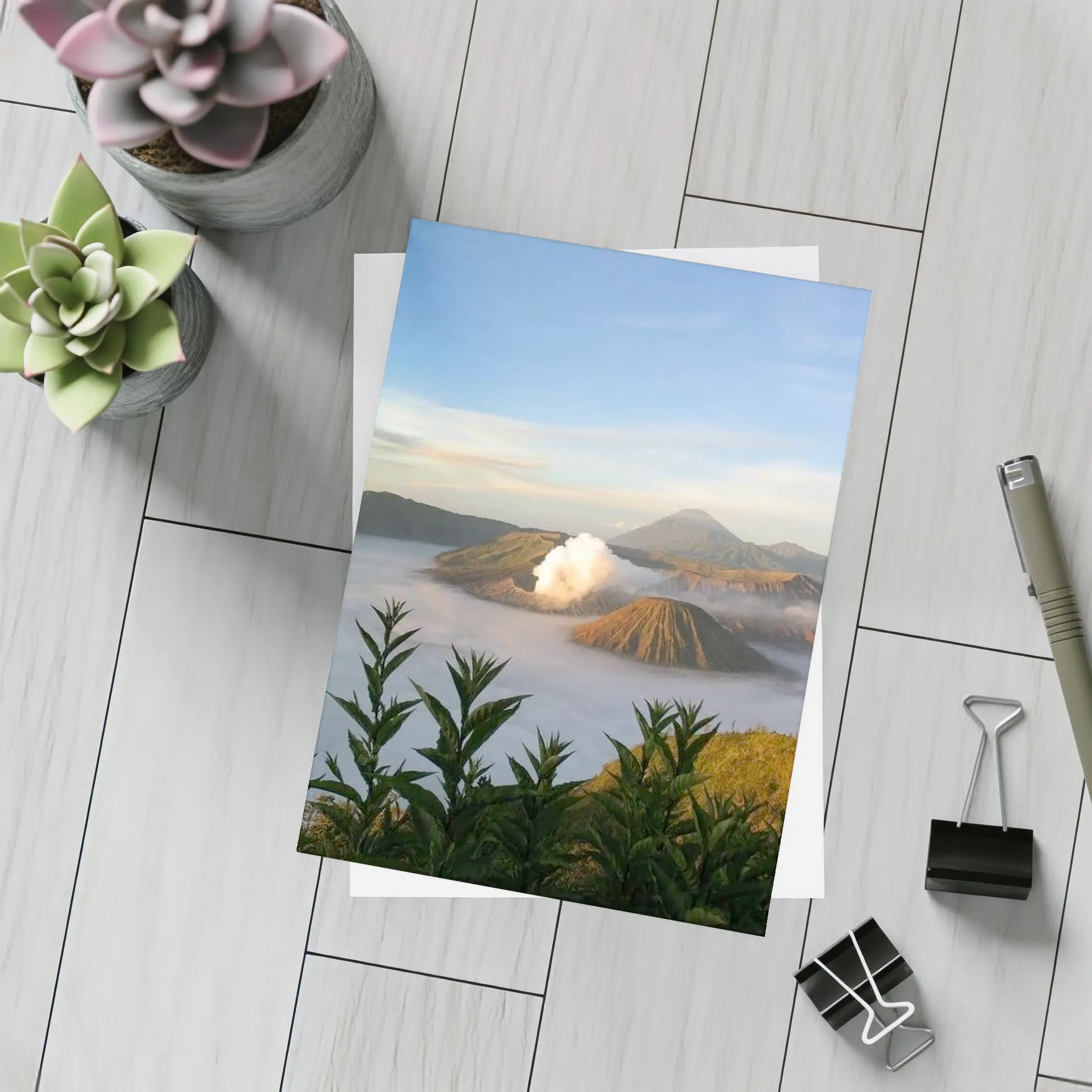 Mount Bromo Volcano Erupting Above Clouds Indonesia – Postcards