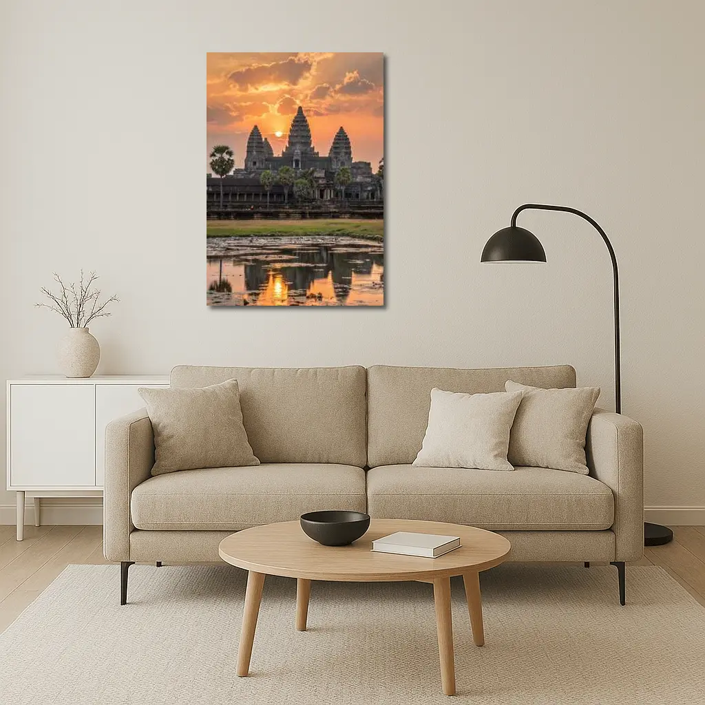 Angkor Wat Temple Sunset Reflection Cambodia – Wall Art