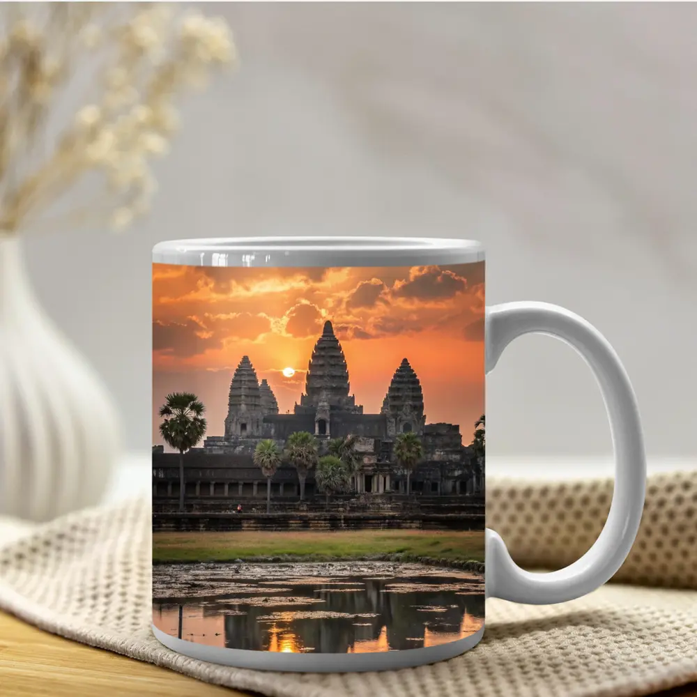 Angkor Wat Temple Sunset Reflection Cambodia – Mugs