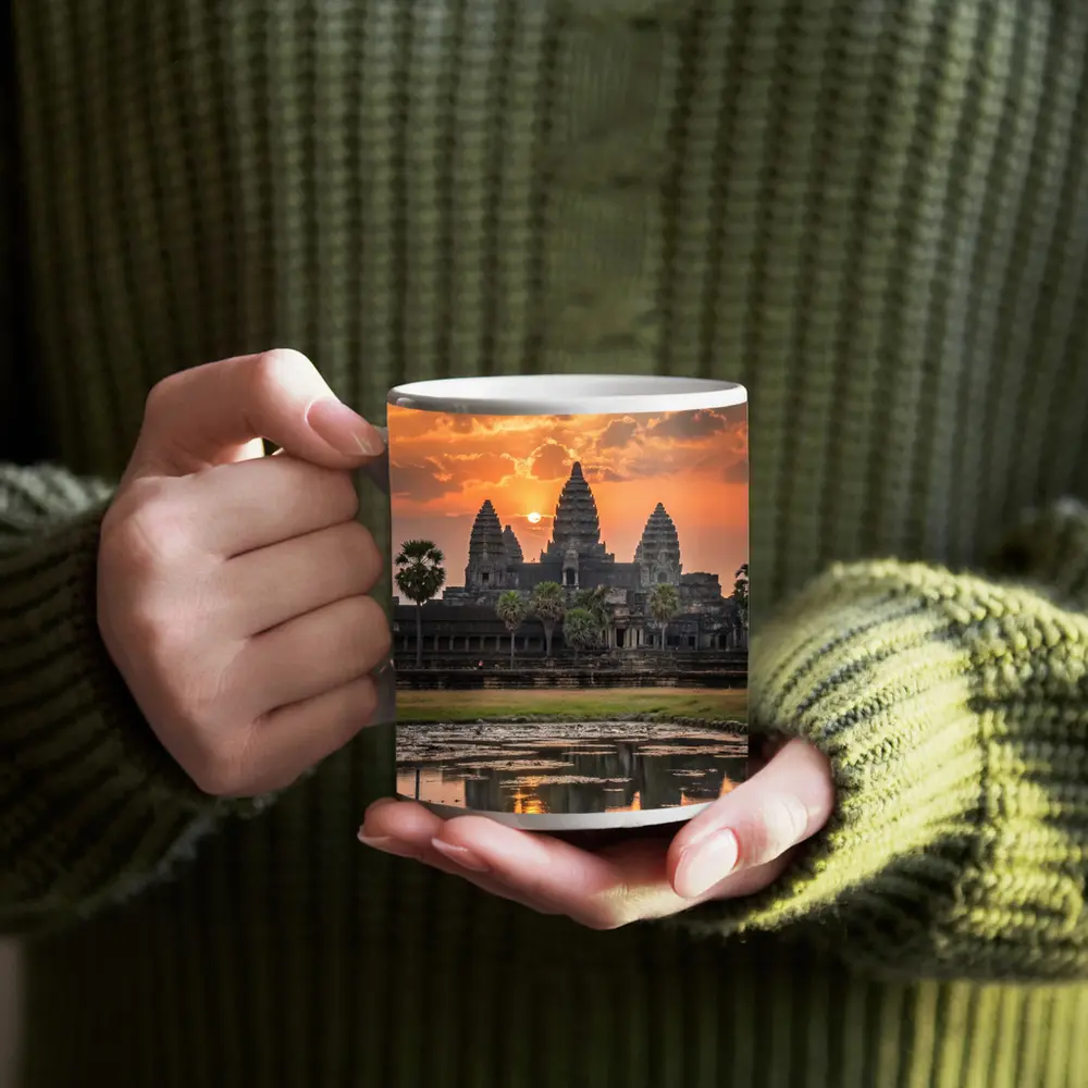 Angkor Wat Temple Sunset Reflection Cambodia – Mugs