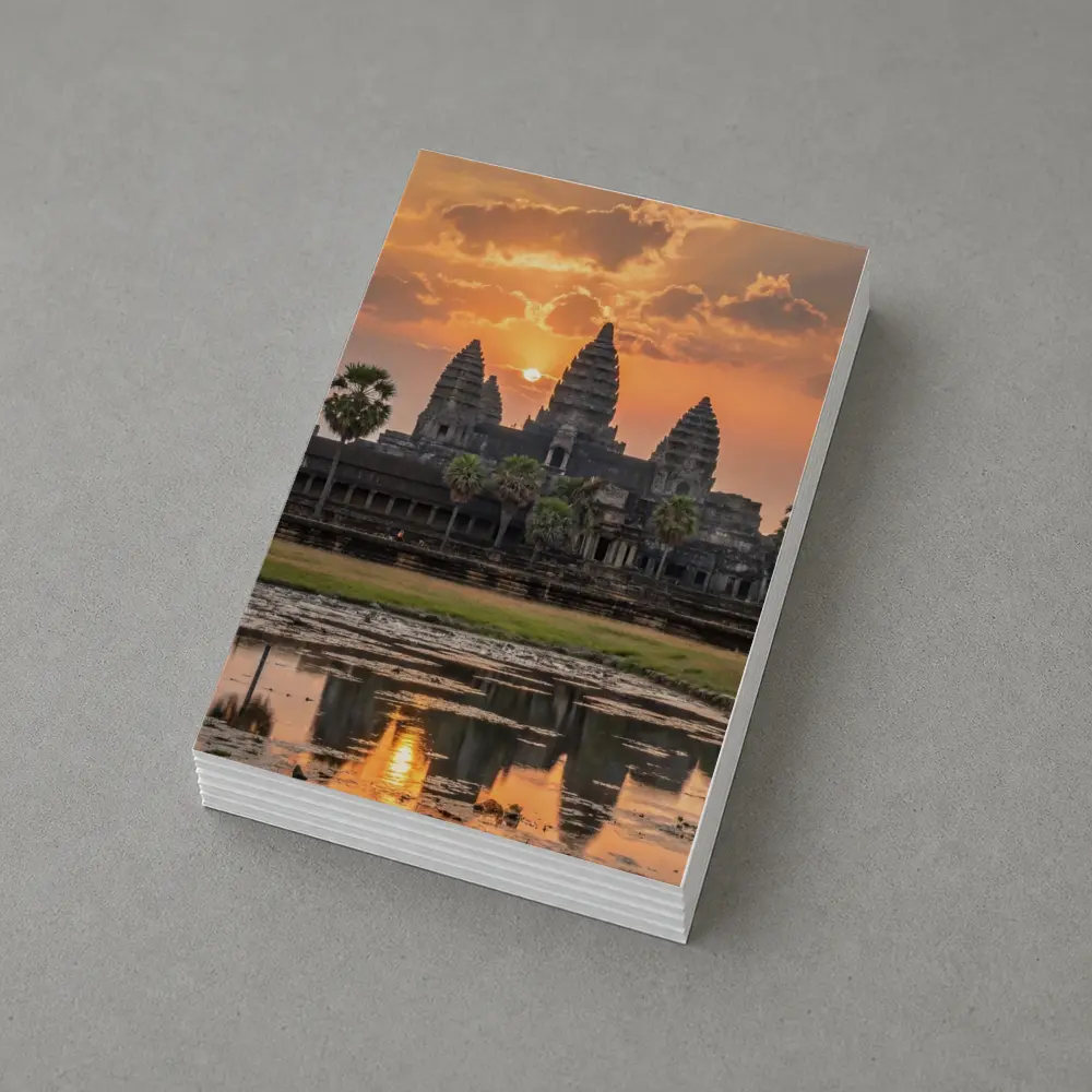 Angkor Wat Temple Sunset Reflection Cambodia – Postcards