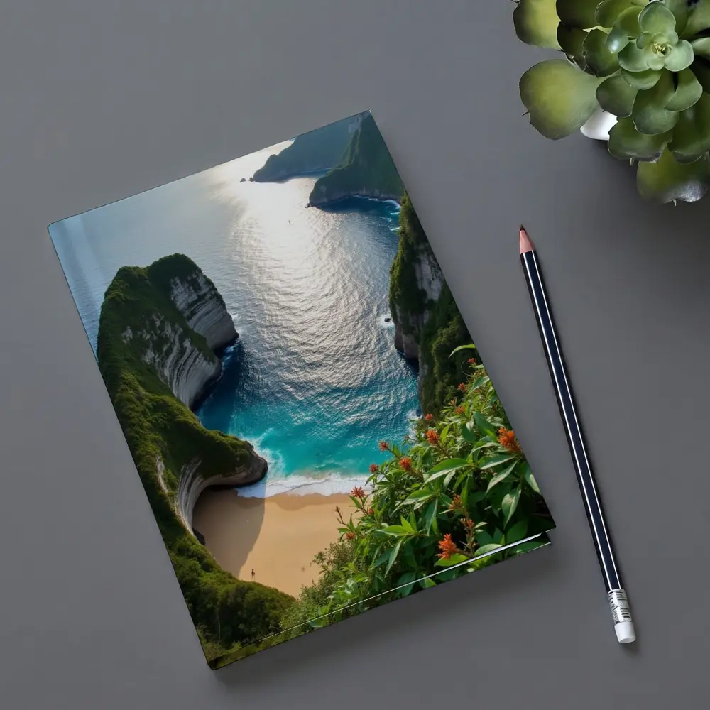 Tropical Cliffside Beach Turquoise Ocean View – Notebooks