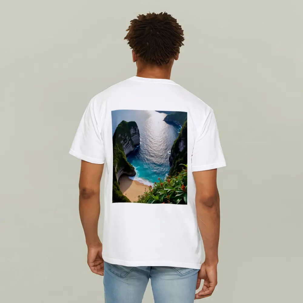 Tropical Cliffside Beach Turquoise Ocean View – T-Shirts
