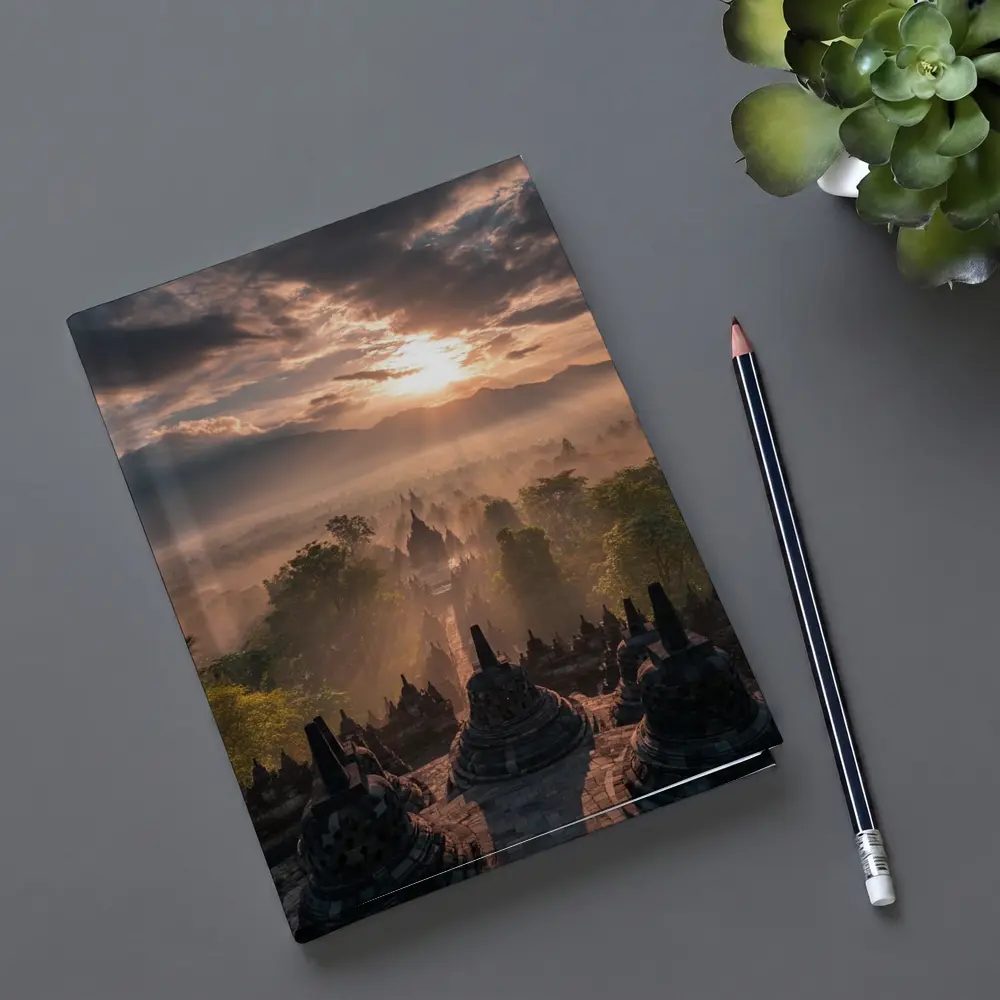 Borobudra Temple Sunrise Mist Indonesia – Notebooks