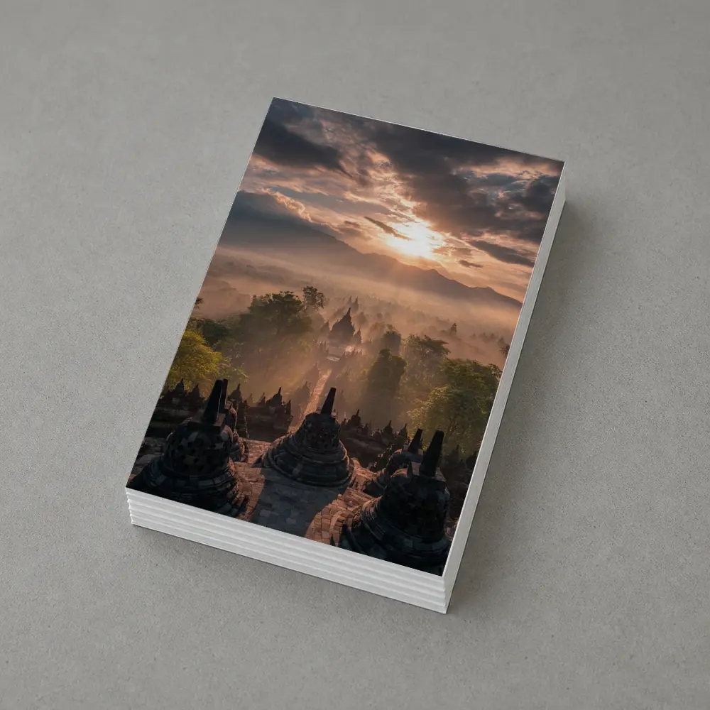 Borobudra Temple Sunrise Mist Indonesia – Postcards