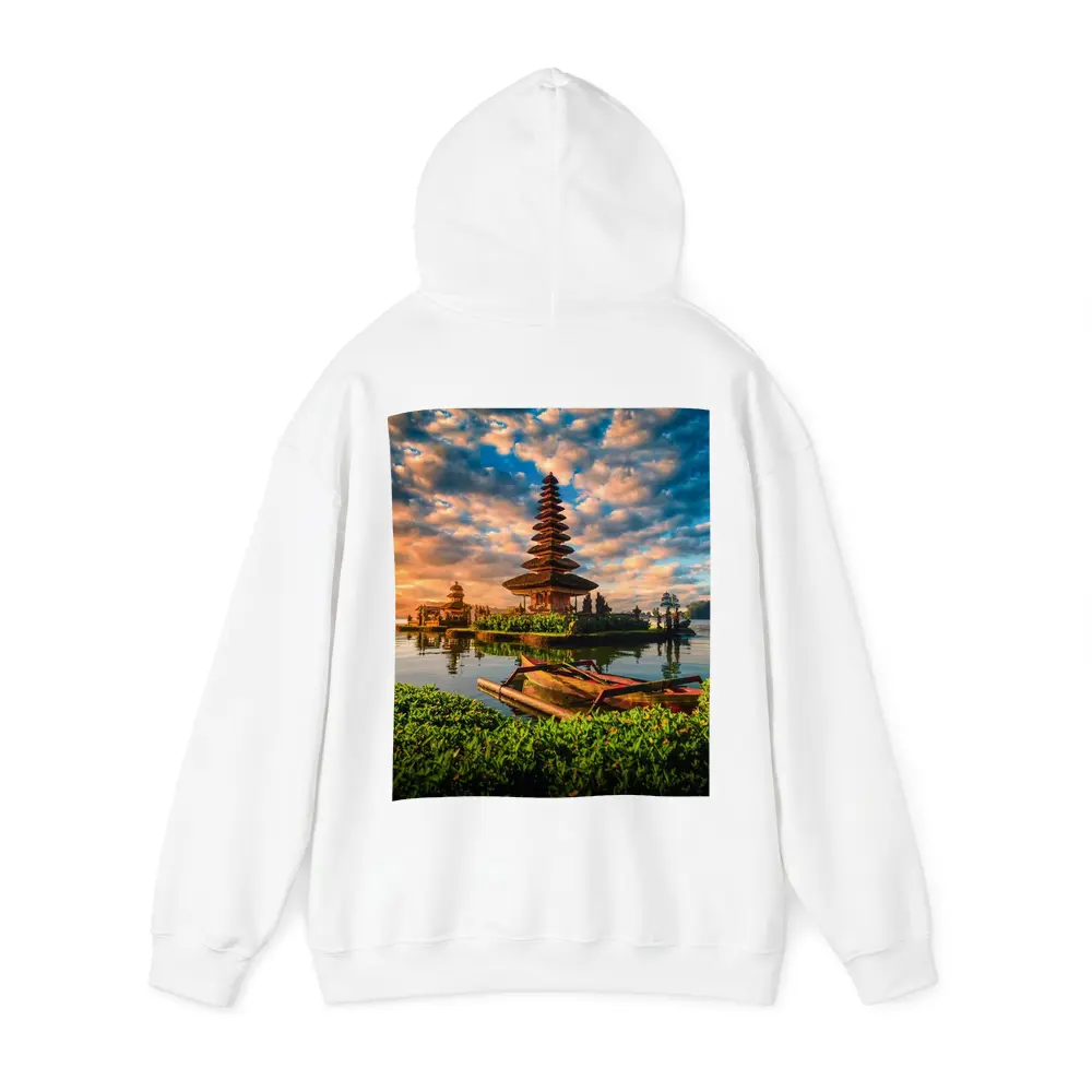 Bali Temple Lake Sunset Golden Sky – Hoodies