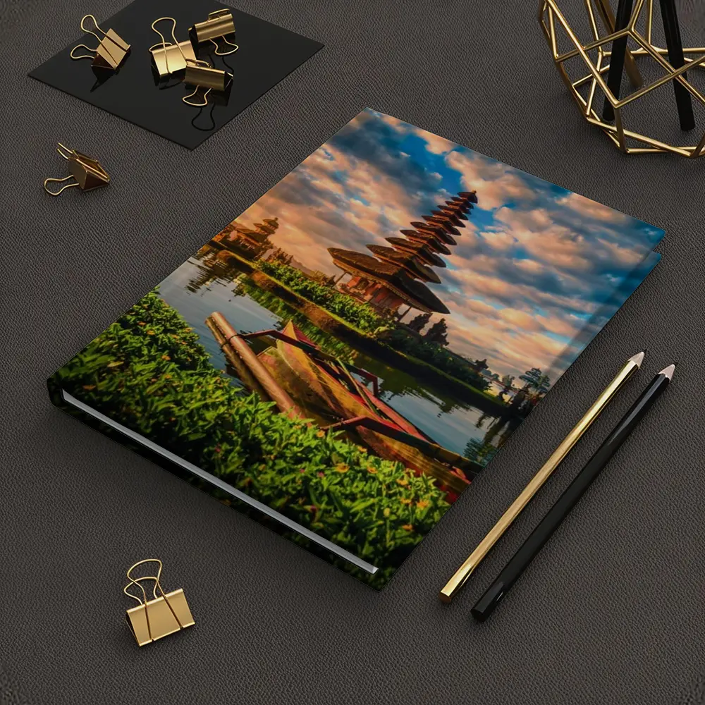 Bali Temple Lake Sunset Golden Sky – Notebooks
