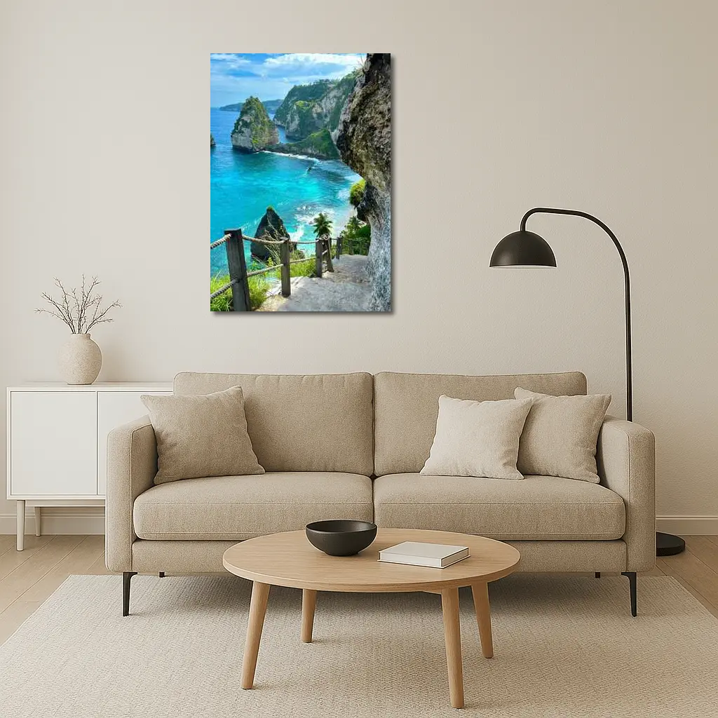 Tropical Cliffside Steps Leading To Ocean – Wall Art