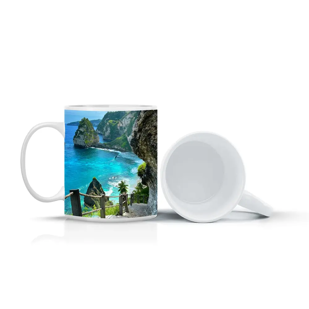 Tropical Cliffside Steps Leading To Ocean – Mugs