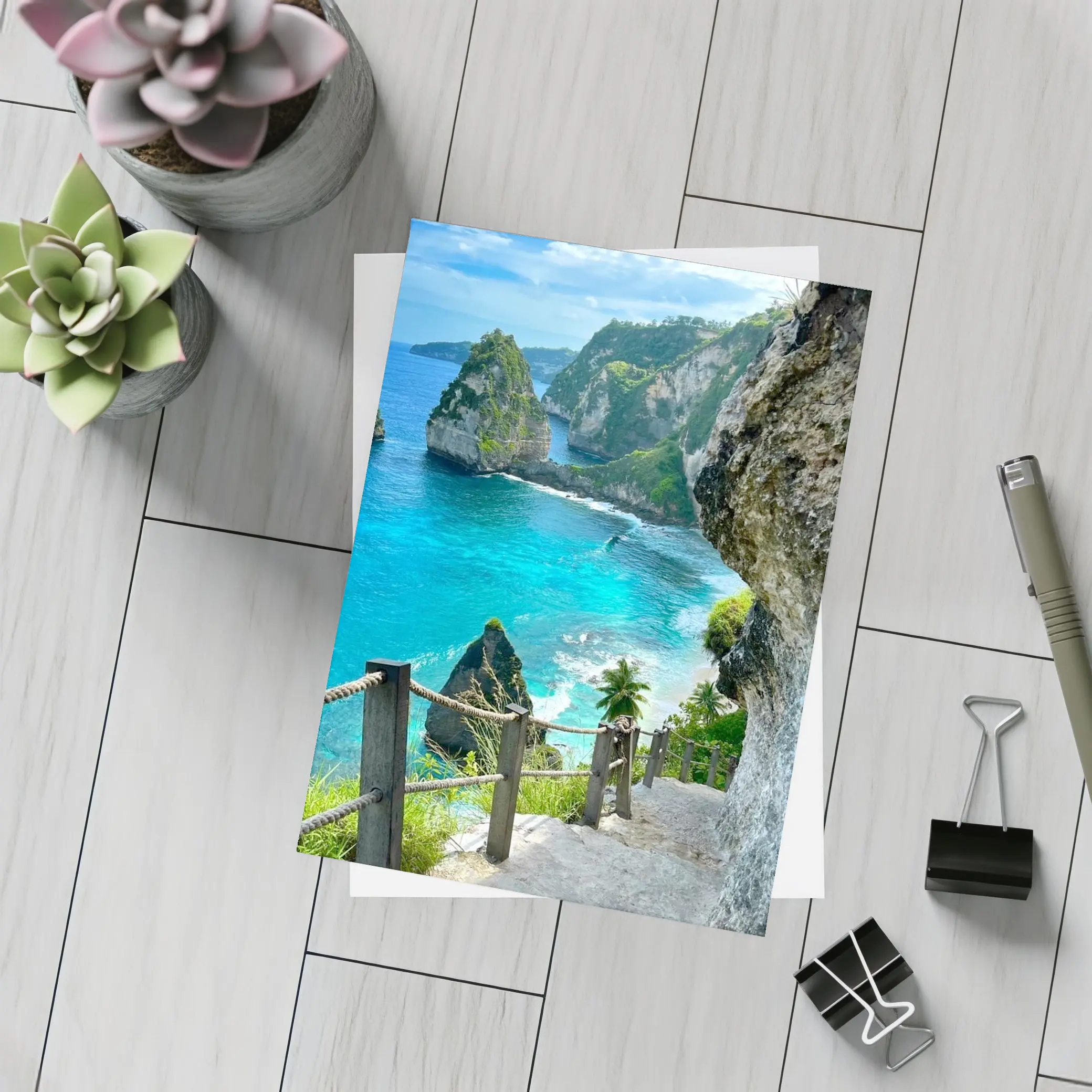 Tropical Cliffside Steps Leading To Ocean – Postcards
