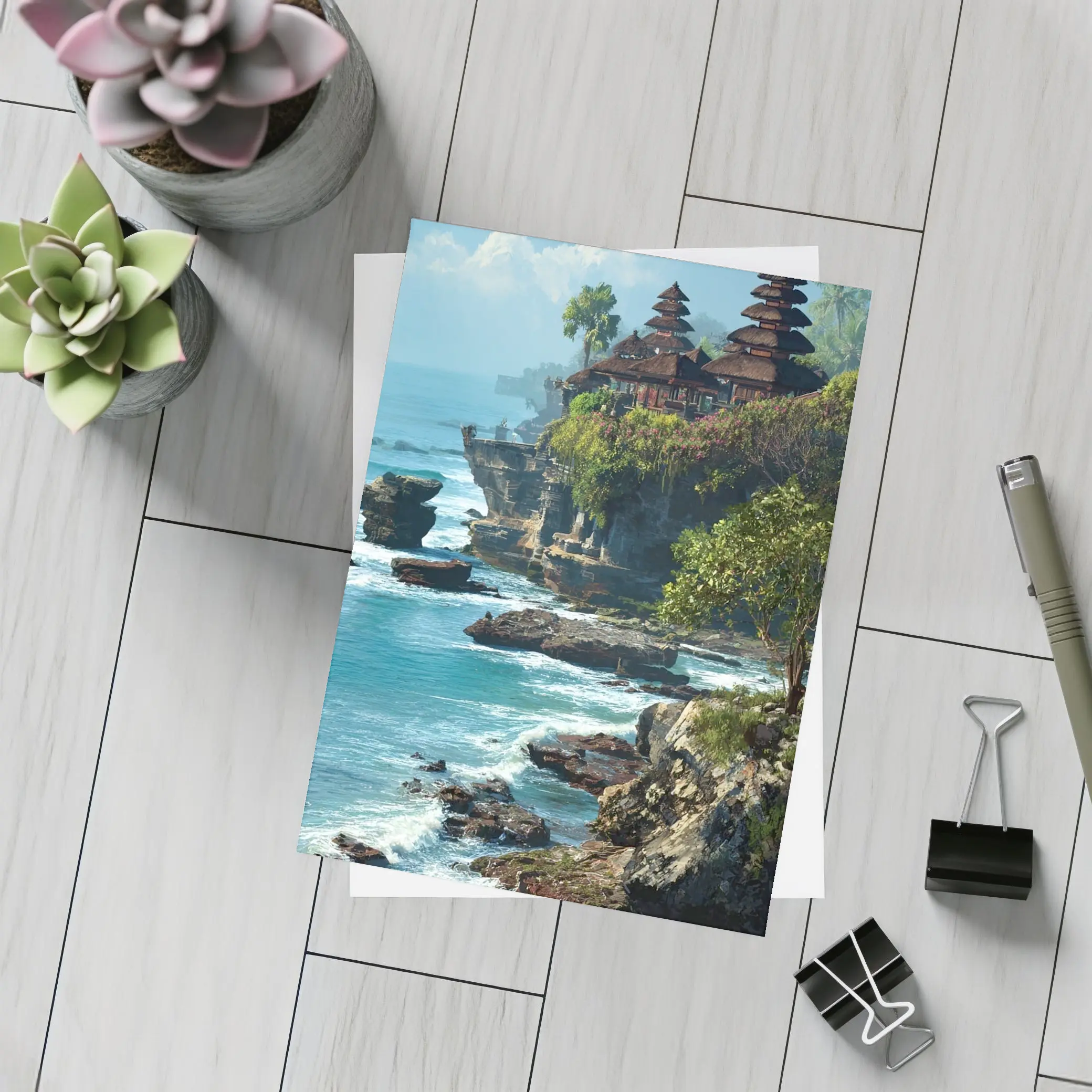 Tanah Lot Temple Bali Coastal Cliffside View – Postcards