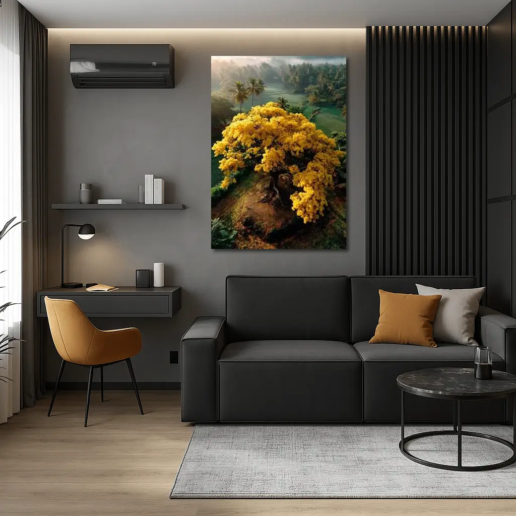 Yellow Flowering Tree Tropical Jungle Aerial – Wall Art