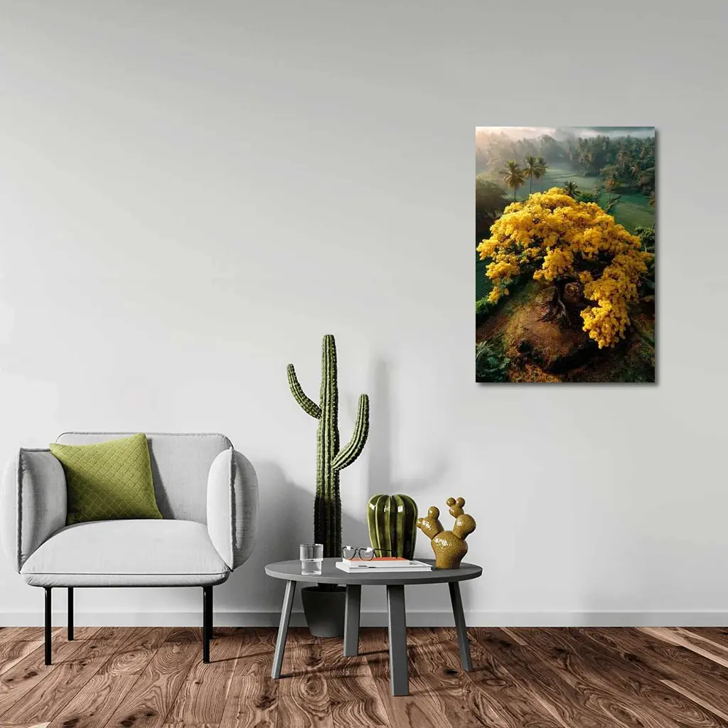 Yellow Flowering Tree Tropical Jungle Aerial – Wall Art