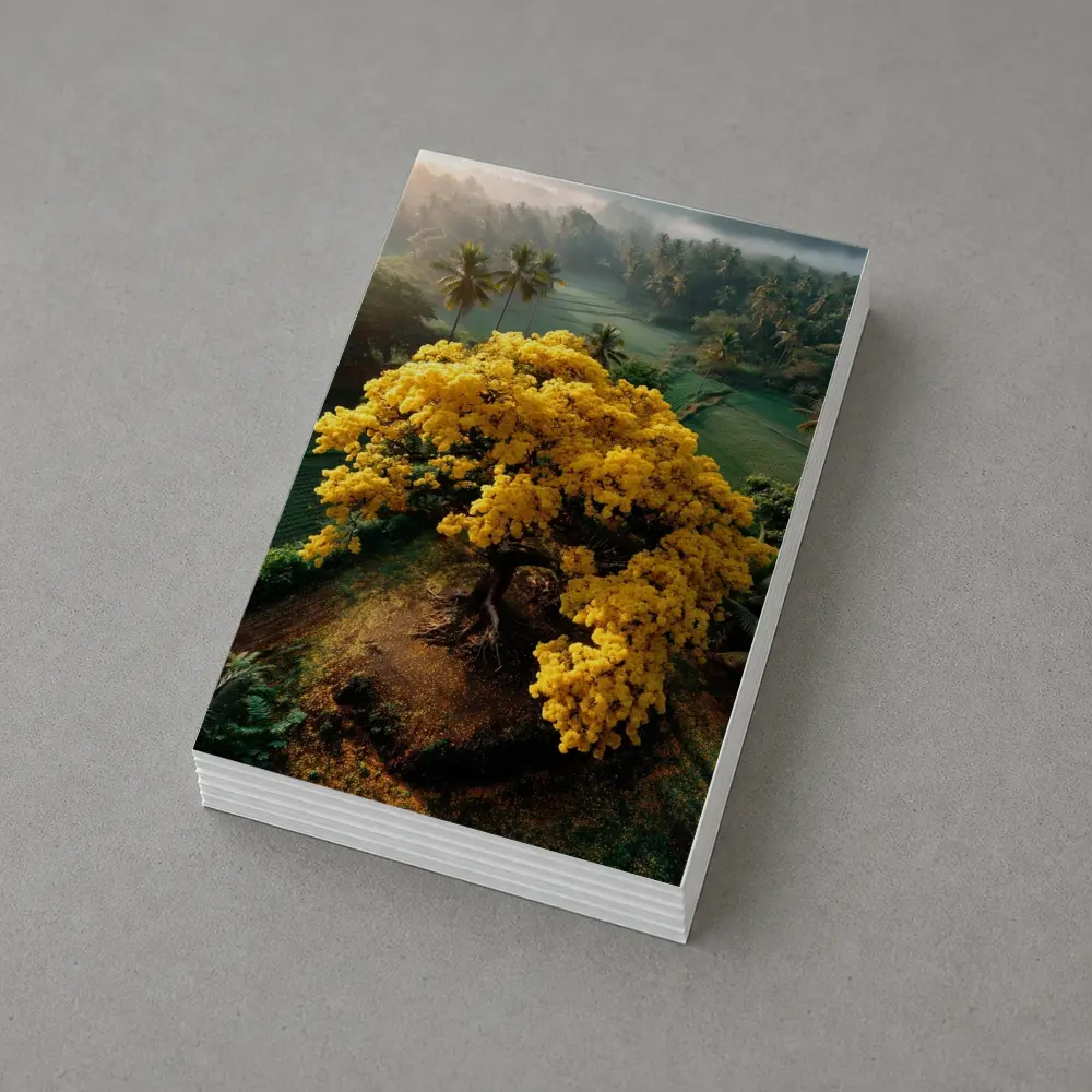 Yellow Flowering Tree Tropical Jungle Aerial – Postcards