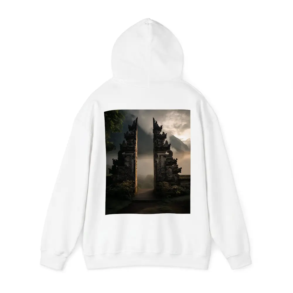 Balinese Temple Gate Misty Mountain Landscape – Hoodies