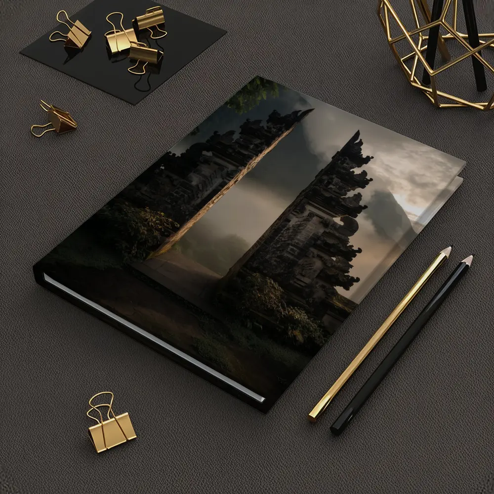 Balinese Temple Gate Misty Mountain Landscape – Notebooks