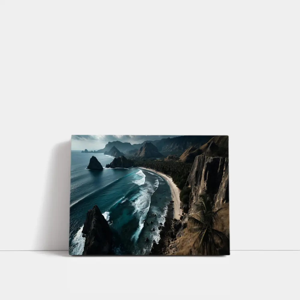 Tropical Beach Cove Aerial Cliffside View – Wall Art
