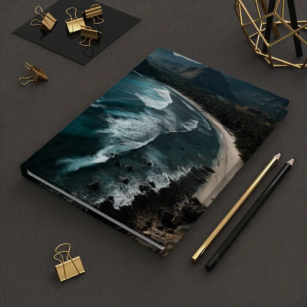 Tropical Beach Cove Aerial Cliffside View – Notebooks