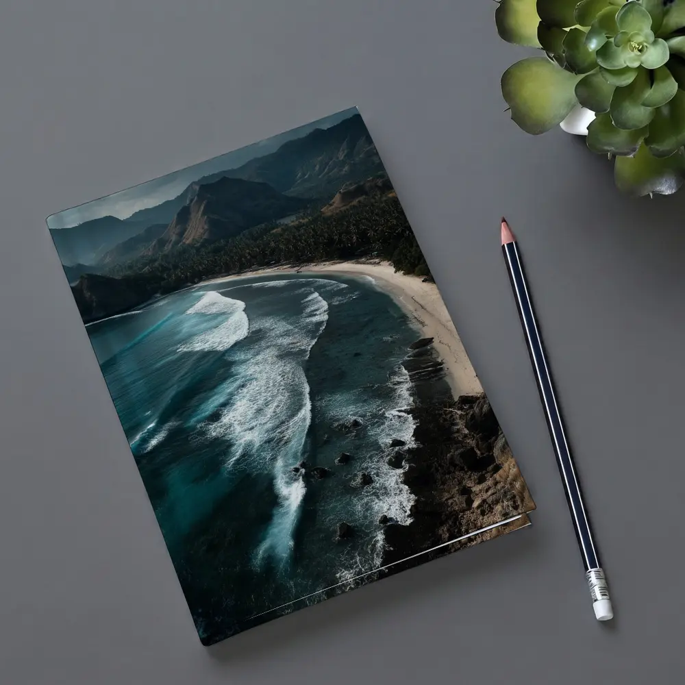 Tropical Beach Cove Aerial Cliffside View – Notebooks
