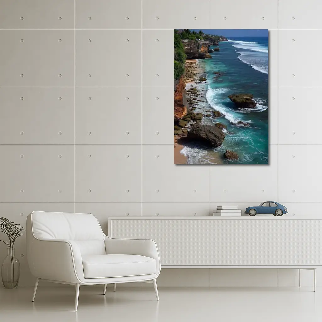 Bali Cliffside Turquoise Ocean Rocky Beach – Wall Art