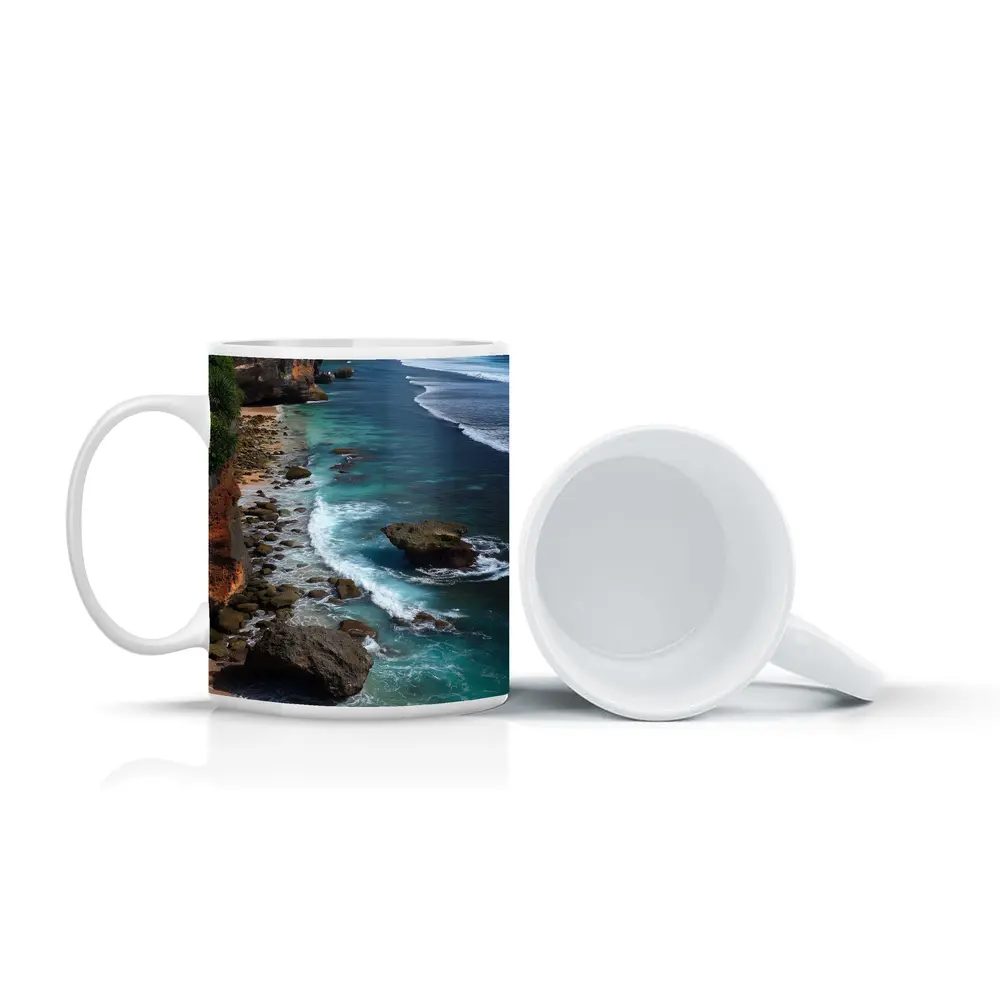 Bali Cliffside Turquoise Ocean Rocky Beach – Mugs