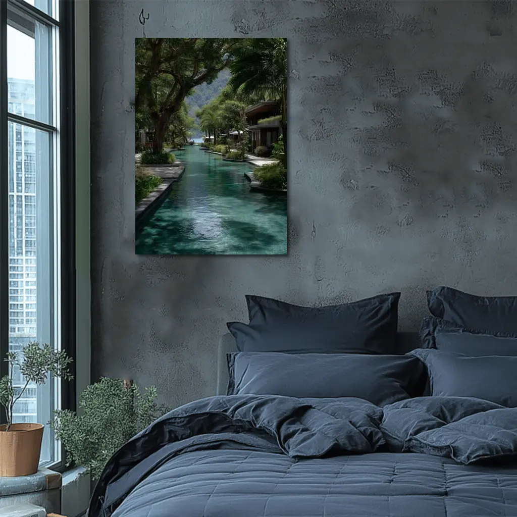 Tropical Resort Pool Surrounded By Lush Trees – Wall Art
