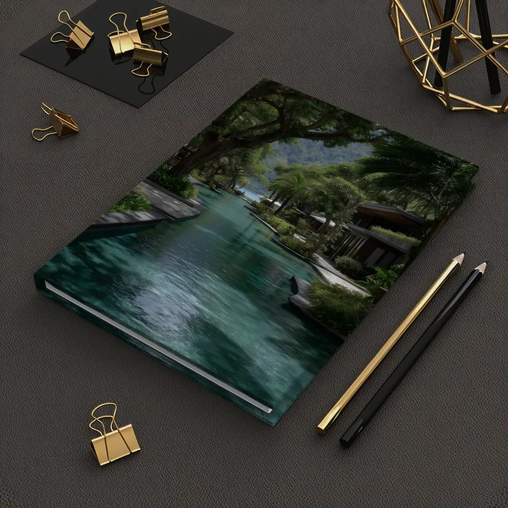 Tropical Resort Pool Surrounded By Lush Trees – Notebooks