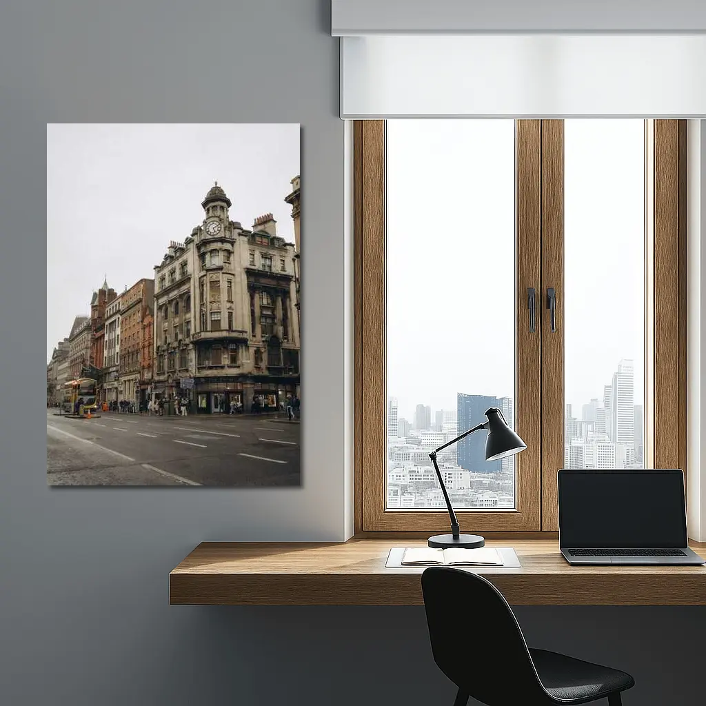 Dublin City Street Victorian Architecture Overcast – Wall Art