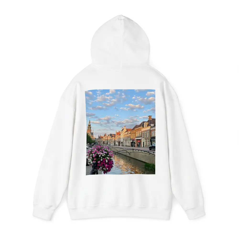 Dutch Canal Town Flowers Cloudy Sky – Hoodies