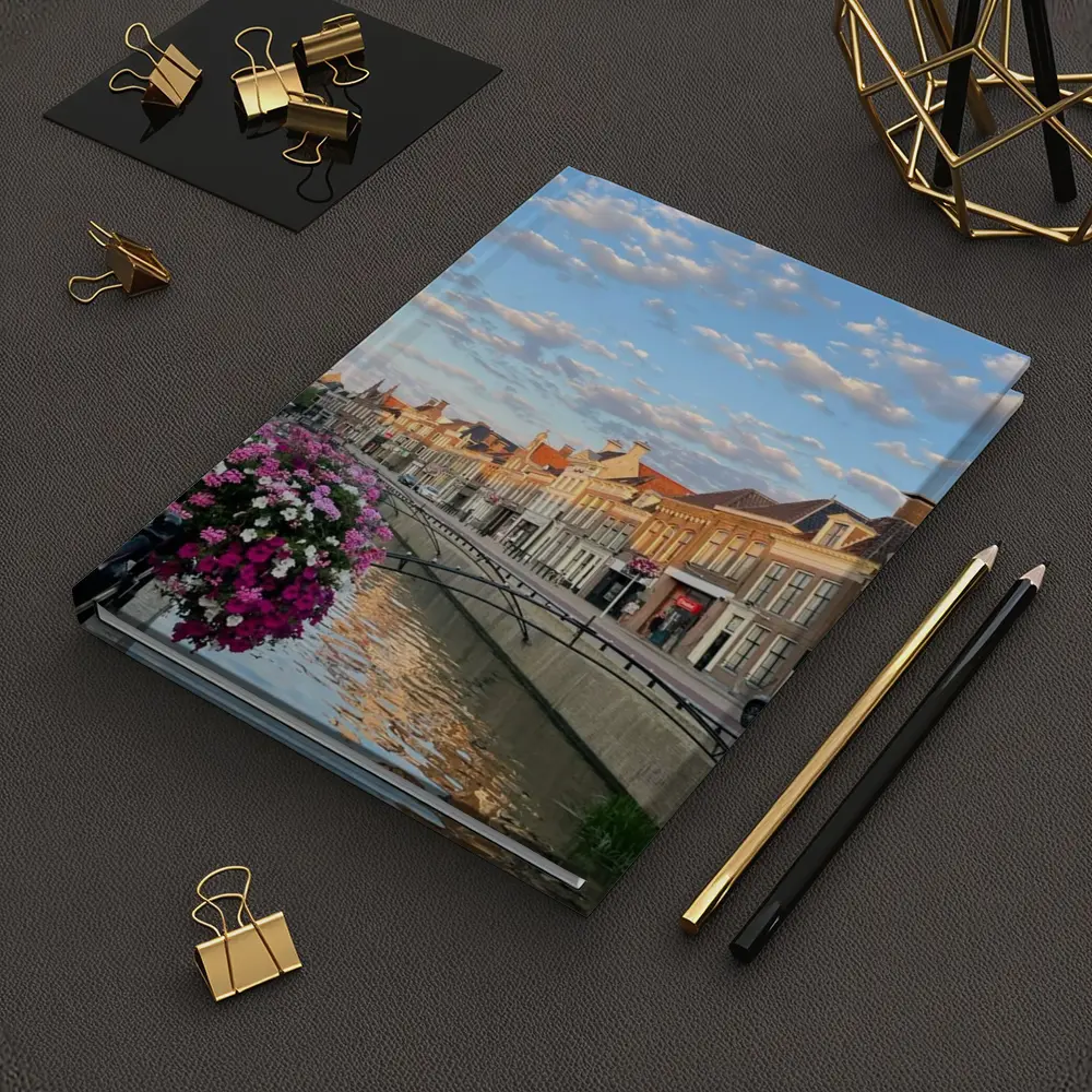 Dutch Canal Town Flowers Cloudy Sky – Notebooks