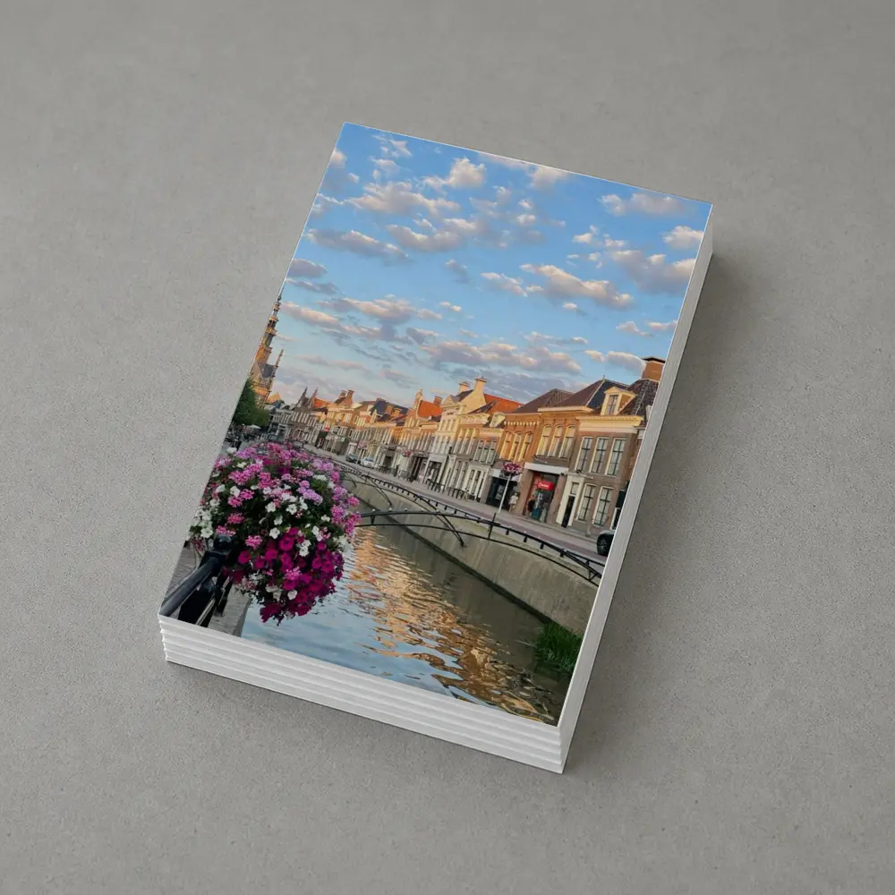 Dutch Canal Town Flowers Cloudy Sky – Postcards