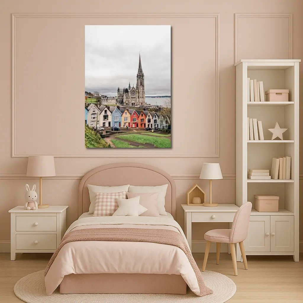 Cobh Ireland Colorful Houses Cathedral View – Wall Art