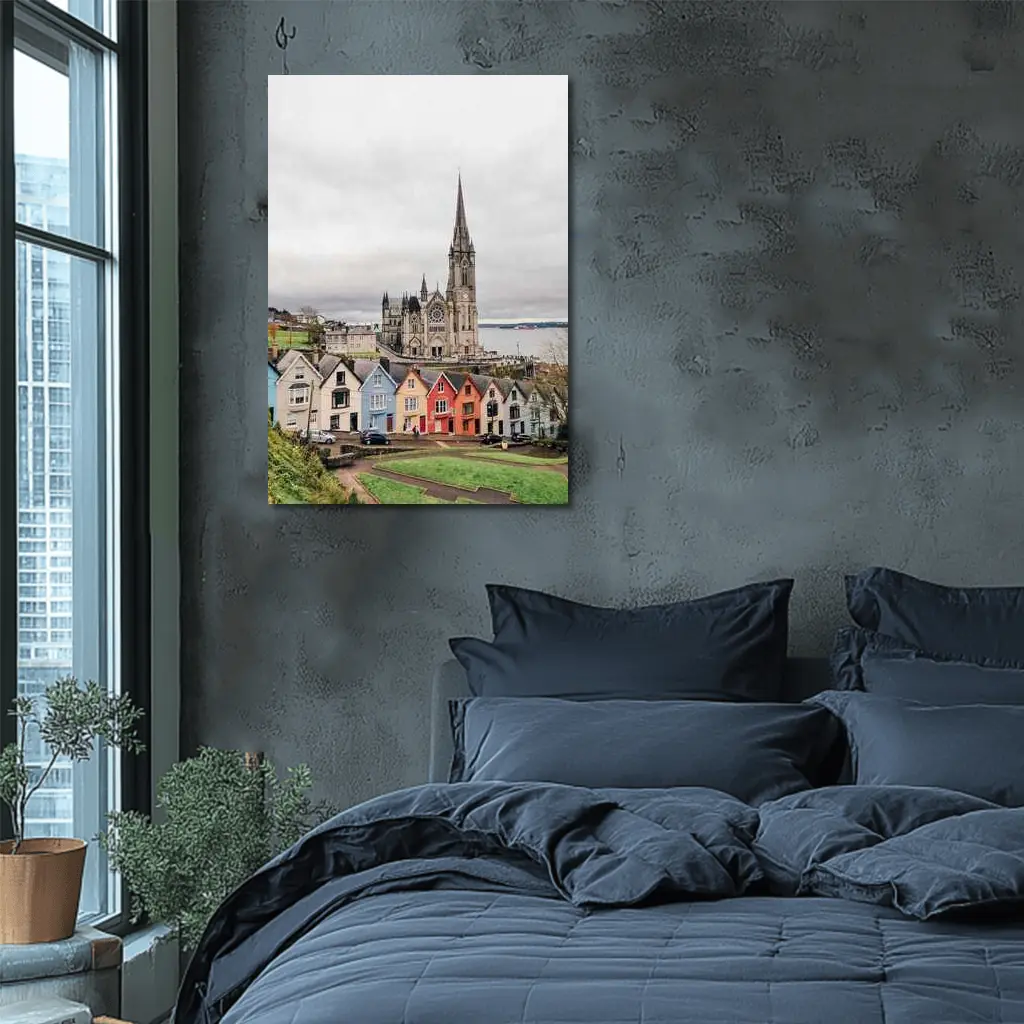 Cobh Ireland Colorful Houses Cathedral View – Wall Art