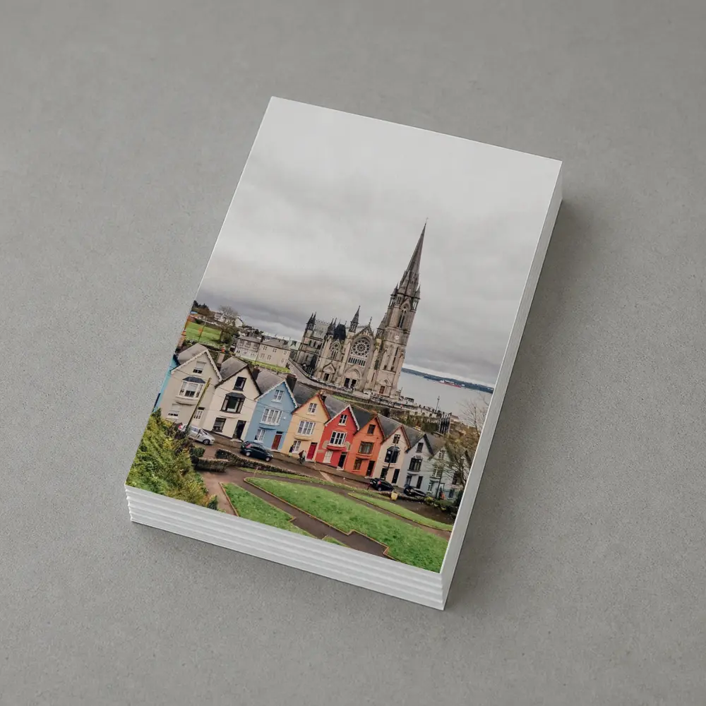 Cobh Ireland Colorful Houses Cathedral View – Postcards