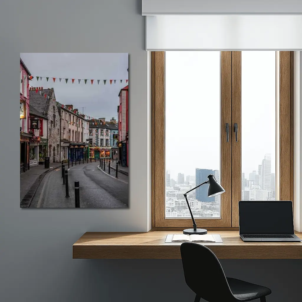 Irish Town Street with Colorful Shopfronts – Wall Art