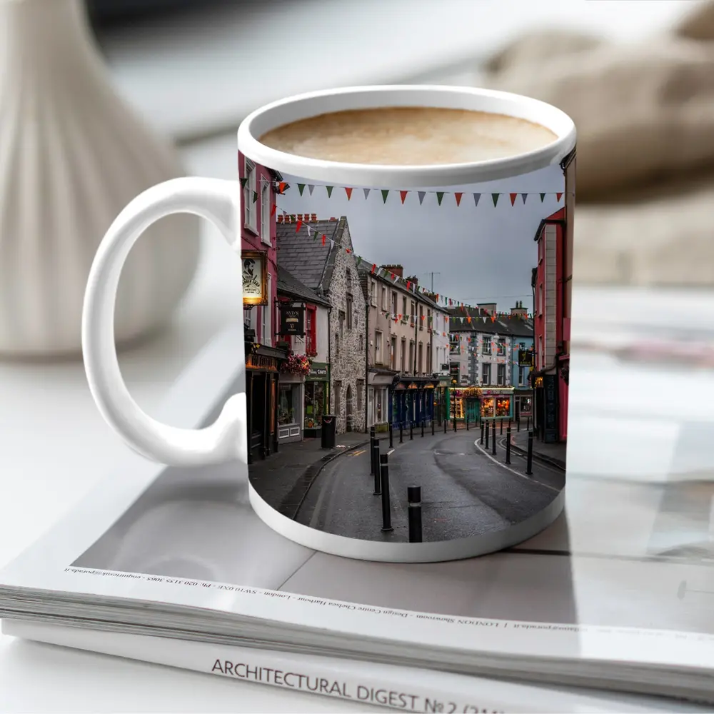 Irish Town Street with Colorful Shopfronts – Mugs