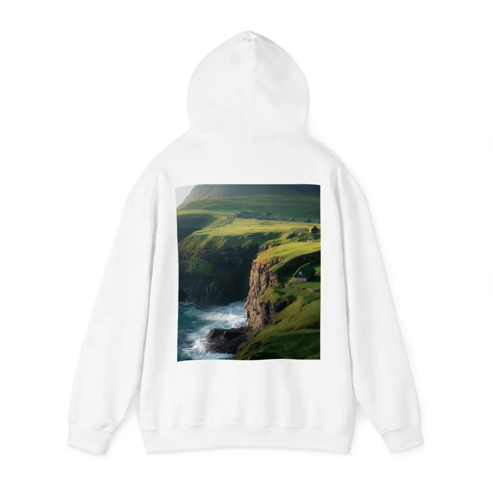 Green Cliffside Coastal Village Ocean View – Hoodies