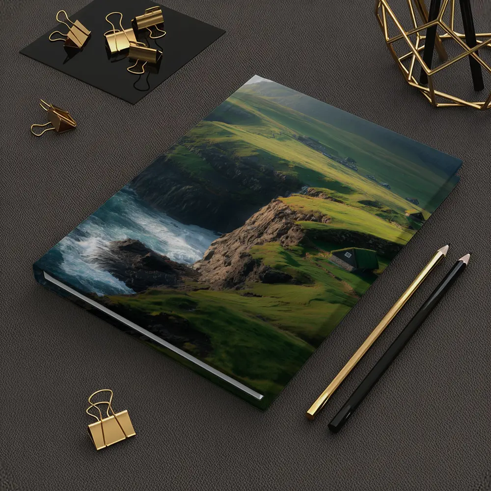 Green Cliffside Coastal Village Ocean View – Notebooks