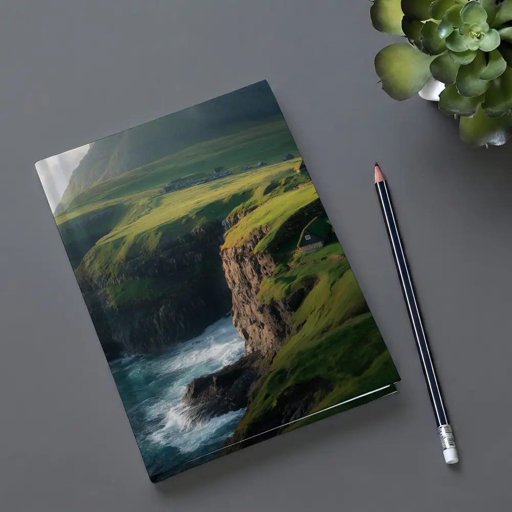 Green Cliffside Coastal Village Ocean View – Notebooks