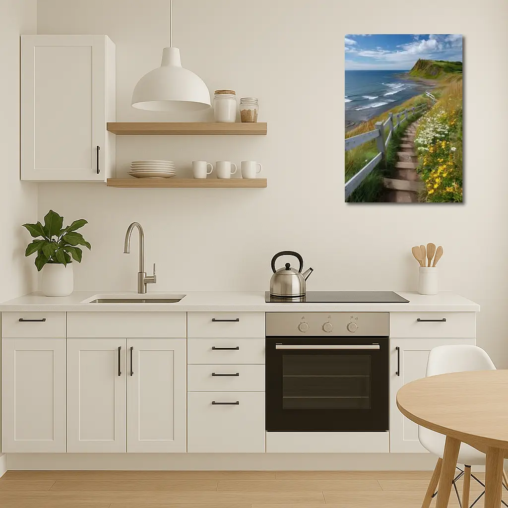 Coastal Cliffside Path Wildflowers Ocean View – Wall Art