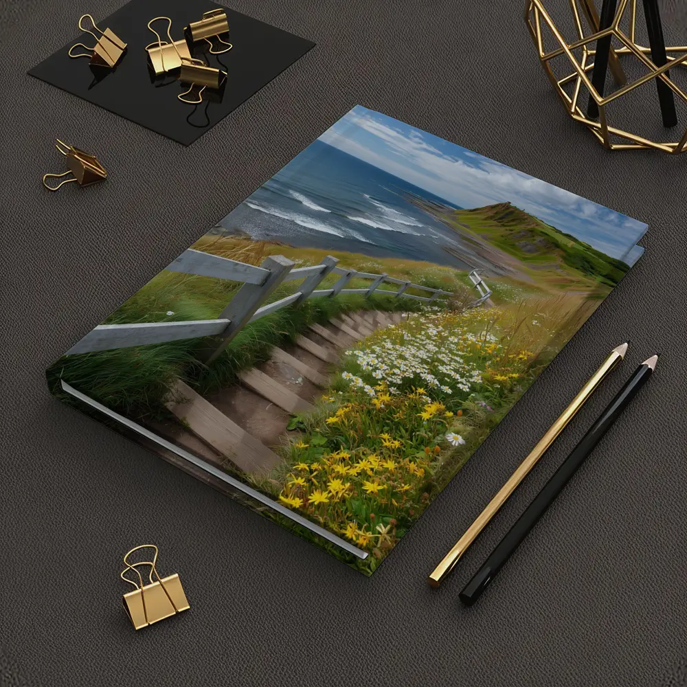 Coastal Cliffside Path Wildflowers Ocean View – Notebooks