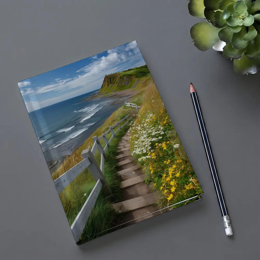 Coastal Cliffside Path Wildflowers Ocean View – Notebooks