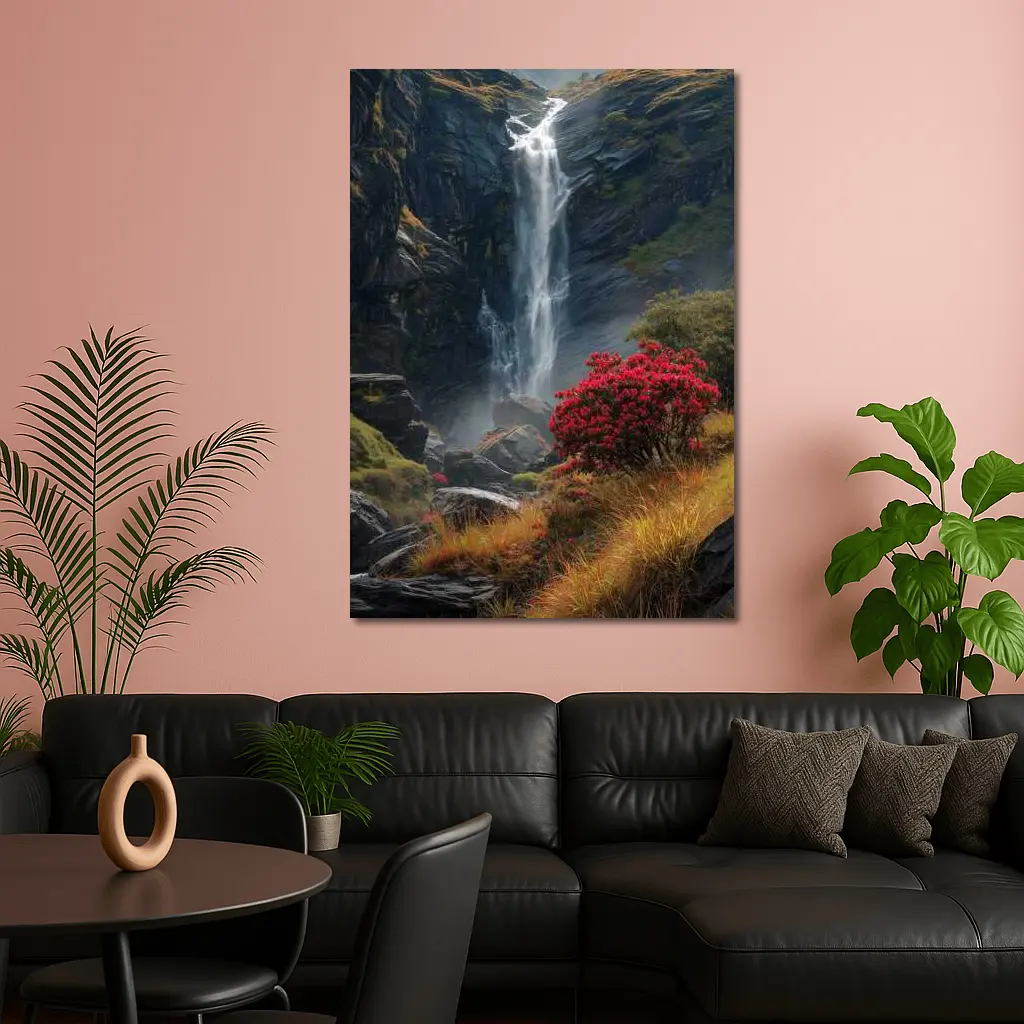 Waterfall Cascading Through Rocky Mountain Gorge – Wall Art