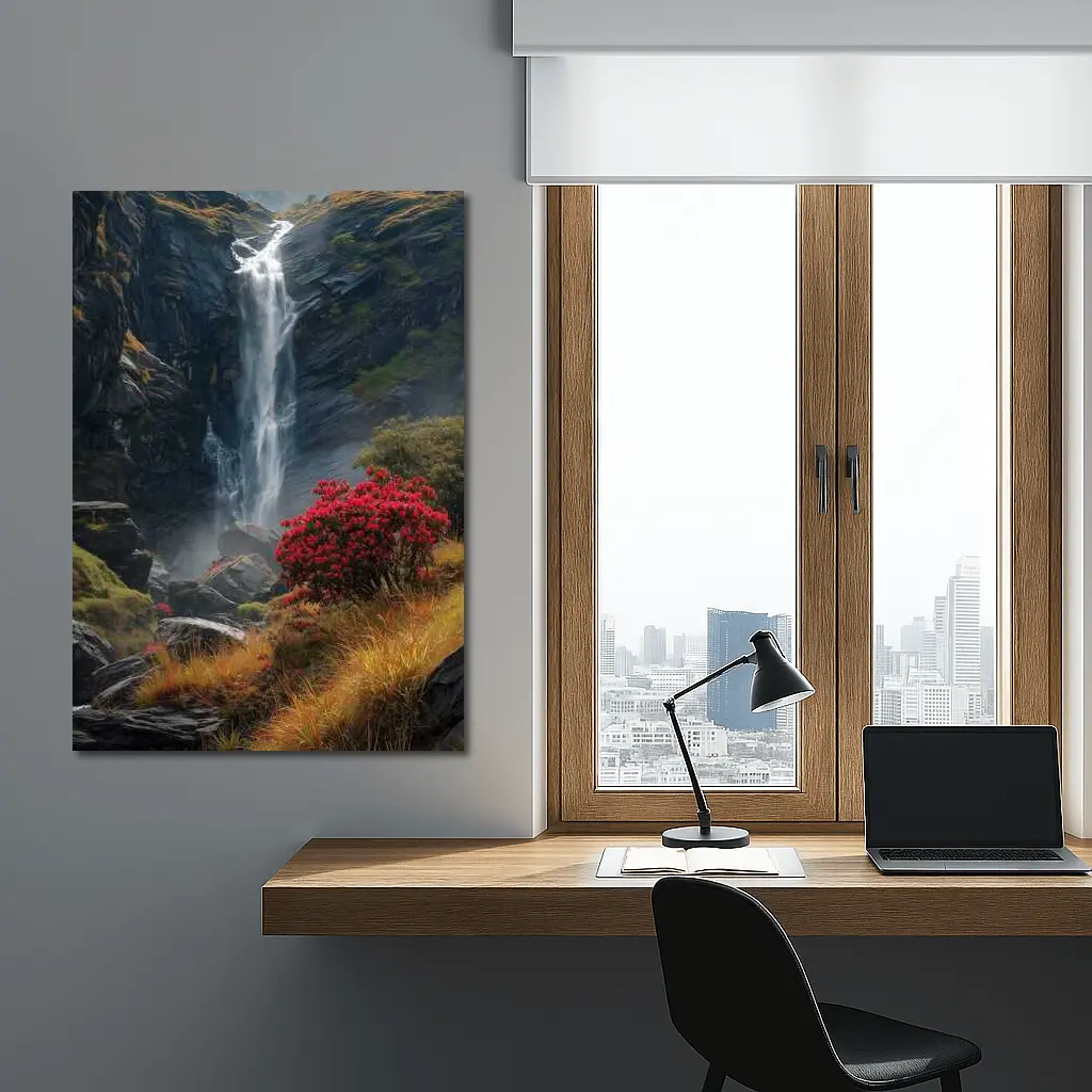 Waterfall Cascading Through Rocky Mountain Gorge – Wall Art