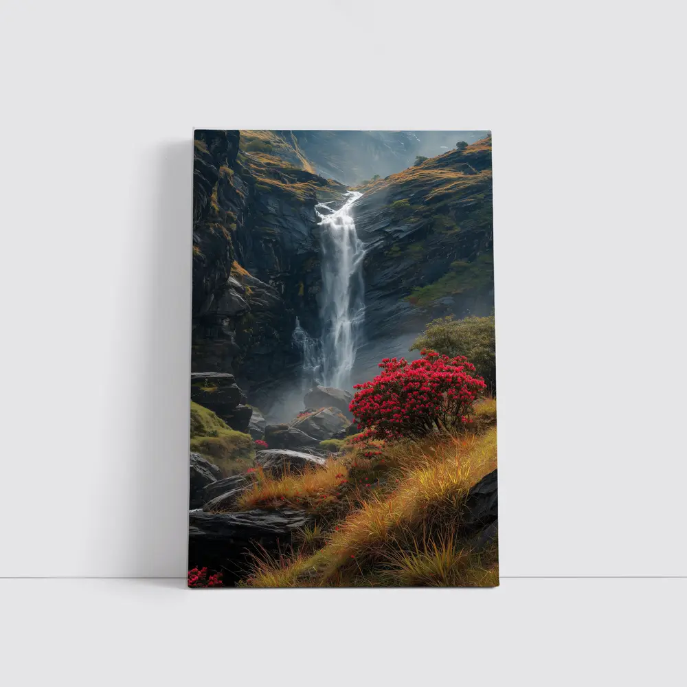 Waterfall Cascading Through Rocky Mountain Gorge – Wall Art