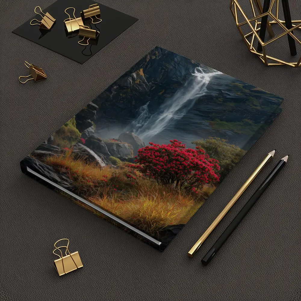 Waterfall Cascading Through Rocky Mountain Gorge – Notebooks
