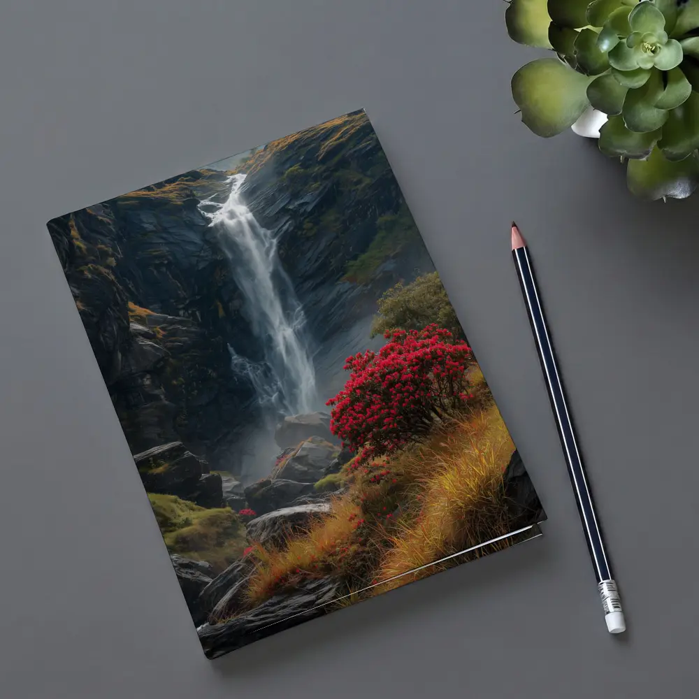 Waterfall Cascading Through Rocky Mountain Gorge – Notebooks