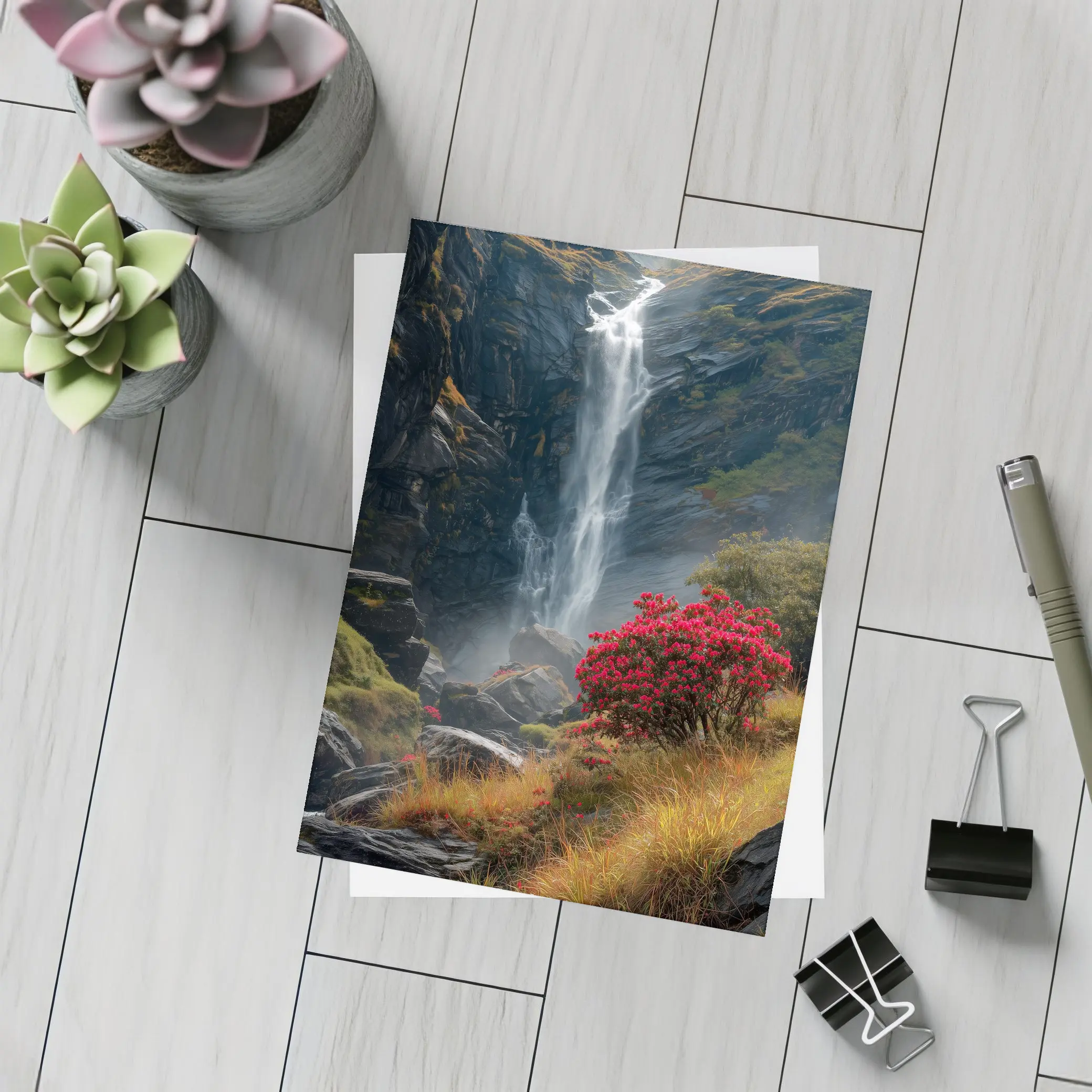 Waterfall Cascading Through Rocky Mountain Gorge – Postcards