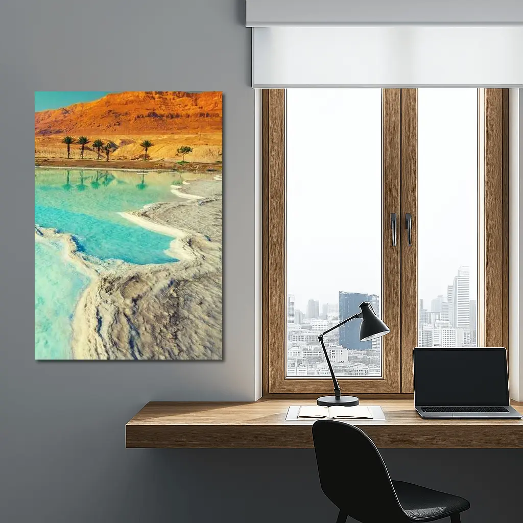 Dead Sea Salt Shores Desert Palms Israel – Wall Art
