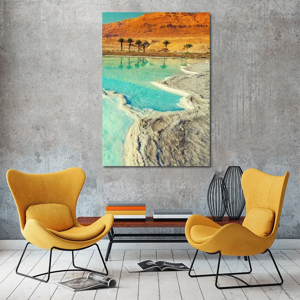 Dead Sea Salt Shores Desert Palms Israel – Wall Art